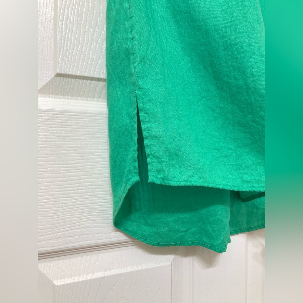 Sigrid Olsen Women’s Linen Kelly Green Halter Neck Mini Shift Dress XS Vacation - Picture 3 of 8